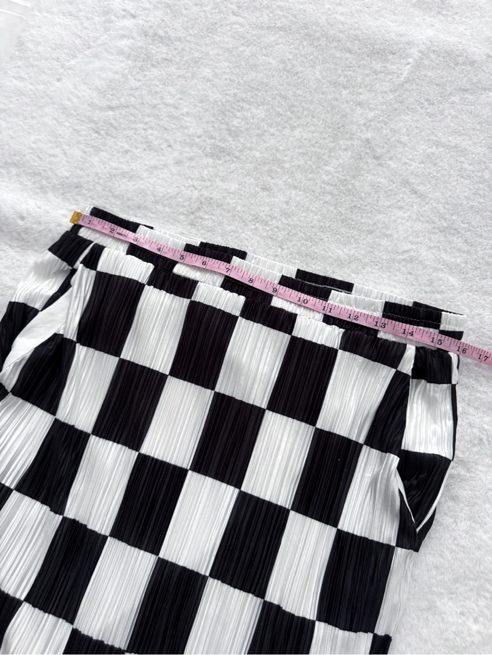 Dressed In Lala Santorini Midi Maxi Plisse Skirt in Black White Check - Picture 13 of 14